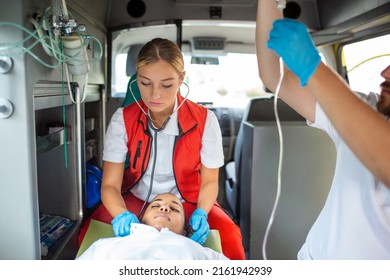 Medics Injured Patient Giving Infusion Young Stock Photo 2161942939 ...