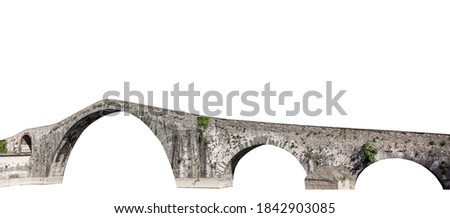 Medieval bridge called Ponte del Diavolo (Devil's Bridge) in Borgo a Mozzano (Lucca, Toscana, Italia) isolated on white background