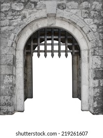 Medieval castle main enter or gate isolated