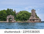 Medieval castle on Hart Island in the Thousand Islands National Park on the Saint Lawrence River