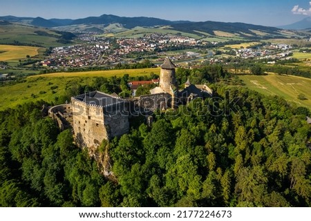 Medieval castle Stara Lubovna in SLovakia, Drone View.