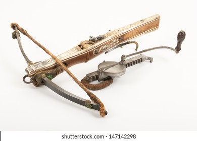 A Medieval crossbow on a white background