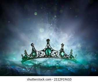 Medieval Crown - Story Of Fantasy Kingdom - Throne Of Queen With Abstract Defocused Background