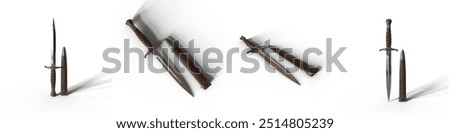 Medieval dagger with 4 different possitionss - Medieval dagger with high resolution render
