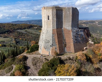 Medieval fortification castle on hilltop and view on hills in Tuscany, Italy in autumn - Shutterstock ID 2170377209