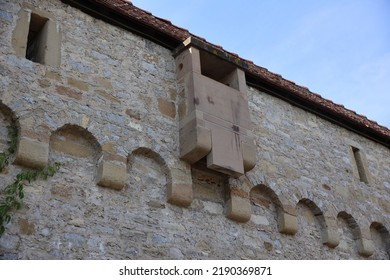 Medieval Fortification Wall Of The Castle With Toilet, Abandoned Wall Of The Fortress