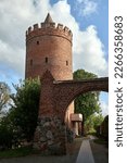 medieval fortifications with a round tower and a stone wall in Prenzlau in Germany