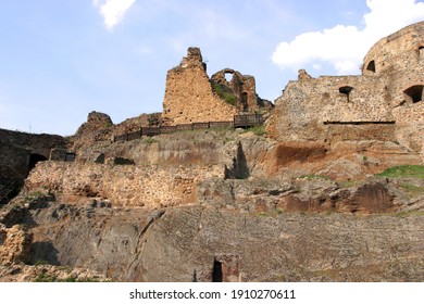 Medieval Fulek Castle Of The Historical Hungary. Panoramic View At Springtime