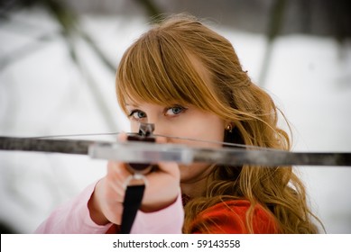 Medieval Girl Shoots A Crossbow