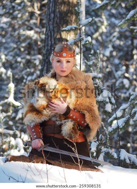 Medieval Girl Sword Forest Stock Photo 259308131 | Shutterstock