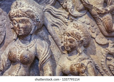 Medieval Indian Goddess Sculpture Made Of Black Stone From Fifth Century Common Era