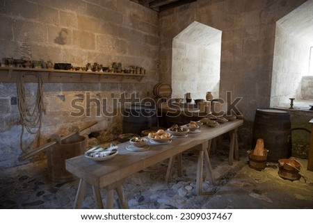 Medieval kitchen in Portland Castle, UK