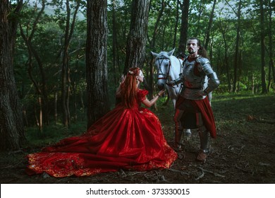 Medieval knight with lady