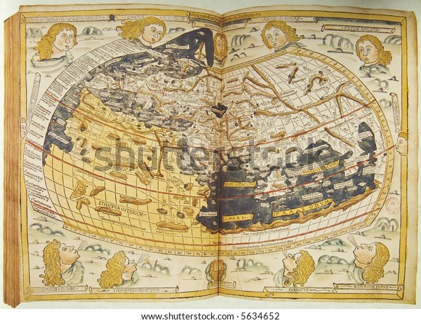 Medieval Map World Photo Old Reproduction Stock Photo (Edit Now) 5634652