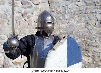 Medieval Metal Armor Helmet Mercenary Knight Stock Photo 506476204 ...