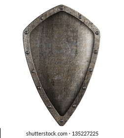 Medieval Metal Shield Isolated On White