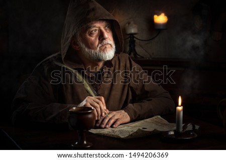 medieval monk writer in monastery
