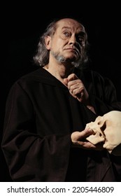 Medieval Religious Philosopher Skull Looking While Stock Photo ...