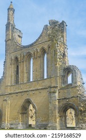 Medieval ruins of Byland Abbey, a former monastery on the North Yorkshire Moors famous for its Gothic architeture