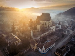 The Medieval Saxon Village Of Biertan And Its Fortified Church During A Dreamy Morning. Photo Taken On 29th Of December 2023 In Biertan, Sibiu County, Romania.