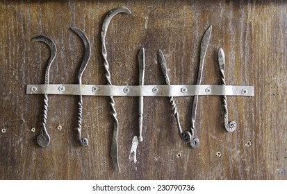 Medieval Scalpels, Detail Of Antique Medical Tools