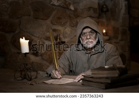 The medieval scribe in the monastery 