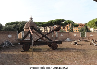 Medieval Siege Weapon: Catapult. Rome, Italy.