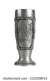 Medieval silver goblet isolated on a white background - Shutterstock ID 2152508913