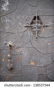 Medieval Steel Door With Handle And Viewfinder