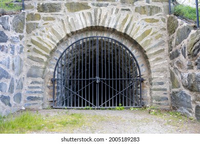 Medieval Stone Arch And Iron Gate. Part Of Defences Of Old Gothenburg, Sweden.