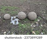 Medieval stone cannonballs near the citadel of Gulbarga fort