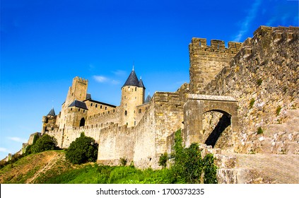 Medieval Stone Fortress Wall View