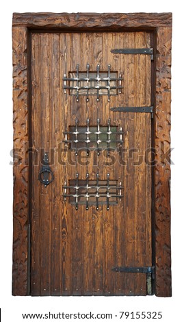 Medieval style door isolated on white