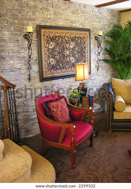 Medieval Style Living Room Interior Elegant Stock Photo