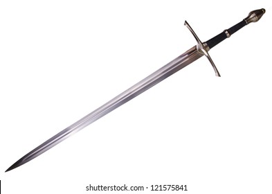 Medieval sword isolated on white background disposed by diagonal