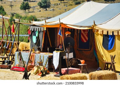 Medieval Tent Used For Epee Championships And Horse Jousting