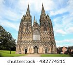 Medieval three-spired Cathedral in Lichfield.