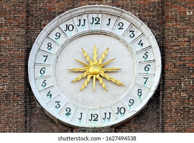 Medieval Time 24 Hours Clock With Golden Sun