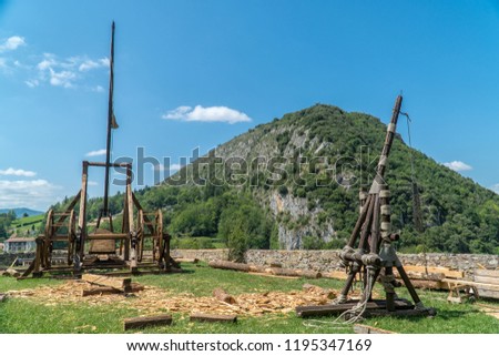 medieval trebuchets under construction 