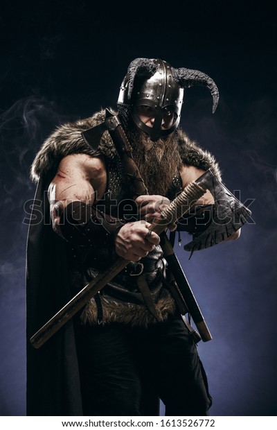 Medieval Warrior Berserk Viking Axes Attacks Stock Photo 1613526772 ...