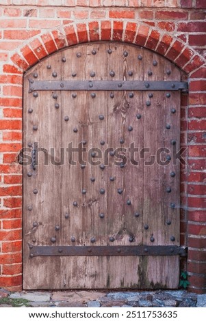Similar – Image, Stock Photo Weathered brown wooden door with a padlock
