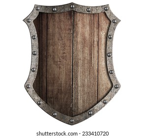 Medieval Wooden Shield Isolated