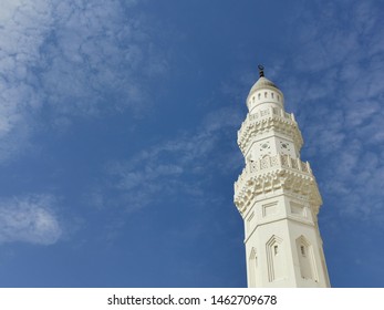 Medina, Saudi Arabia - March 28, 2018 : View of exterior building Quba or Kuba Mosque in Medina. Selective focus 
