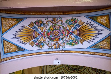 Medina, Saudi Arabia, May 2016; One Of The Hand-drawn Decorations Made In Al-Masjid An-Nabawi During The Reign Of Sultan Abdülmecid. This Hand-drawn Ornament Is Located On One Of The Mosque Doors.