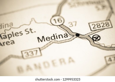 Medina. Texas. USA On A Map