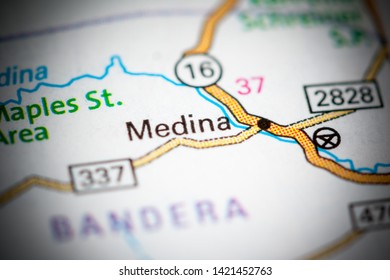 Medina. Texas. USA On A Map