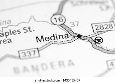 Medina. Texas. USA On A Map