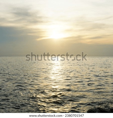 Similar – Image, Stock Photo Sunset over the sea with breakwater, beach and birds
