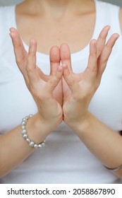 Meditation Yoga Mudra Of Hands By Woman. Close-up