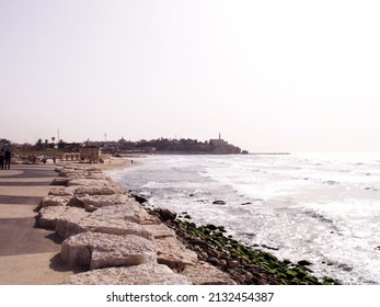 Mediterranean Coast In Tel Aviv, Early Spring, Waves, Travel, Vacation